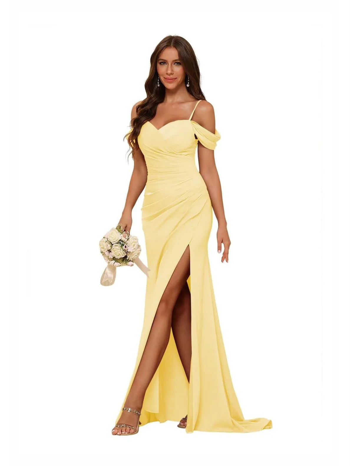 Mermaid/Trumpet Sweetheart Sleeveless Floor-Length Bridesmaid Dresses With Slit