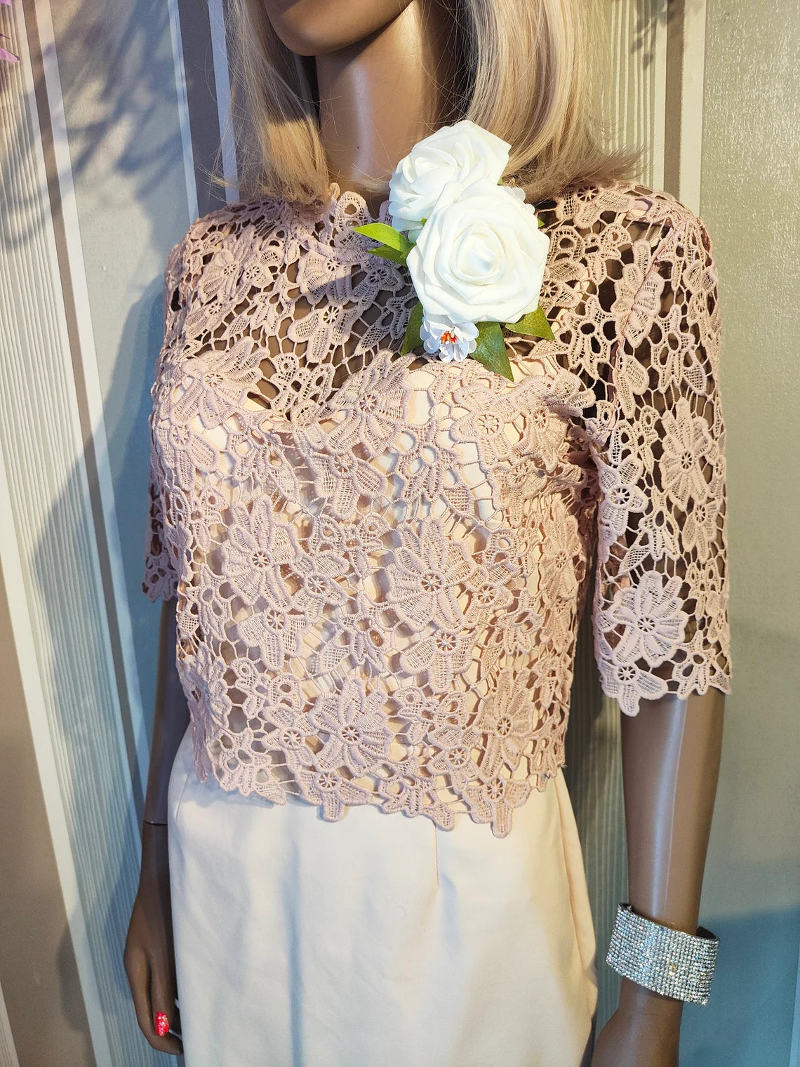 Wedding Outfit 3/4 Length Sleeve Lace Sheath Mother of the Bride Dresse Cocktail Dresses