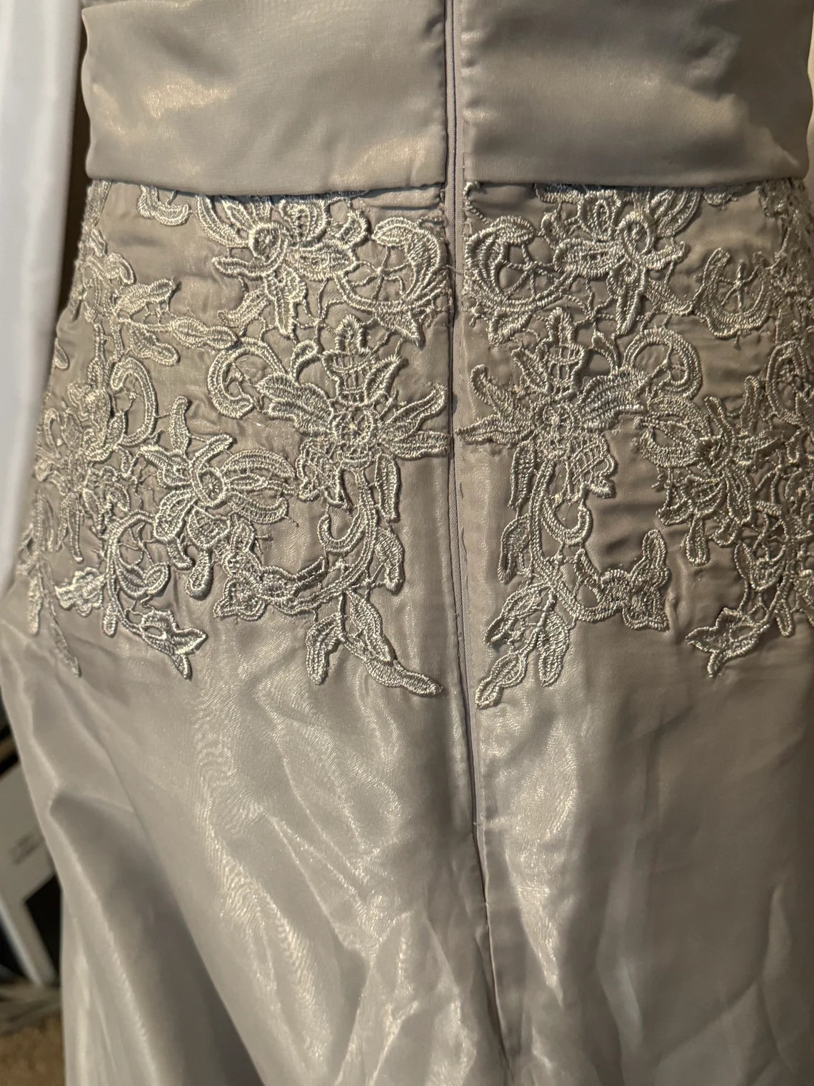 Silver Grey Floral Embroidery Pageant Prom Bridesmaids Gown Dress Mother of the Bride Dresse