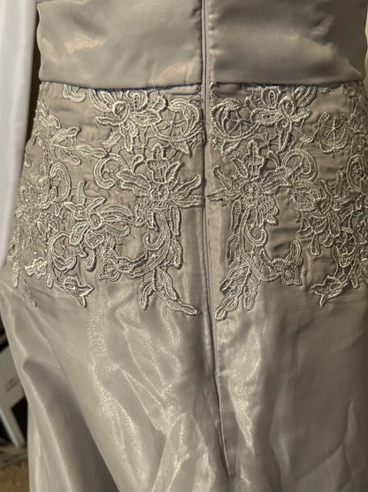 Silver Grey Floral Embroidery Pageant Prom Bridesmaids Gown Dress Mother of the Bride Dresse