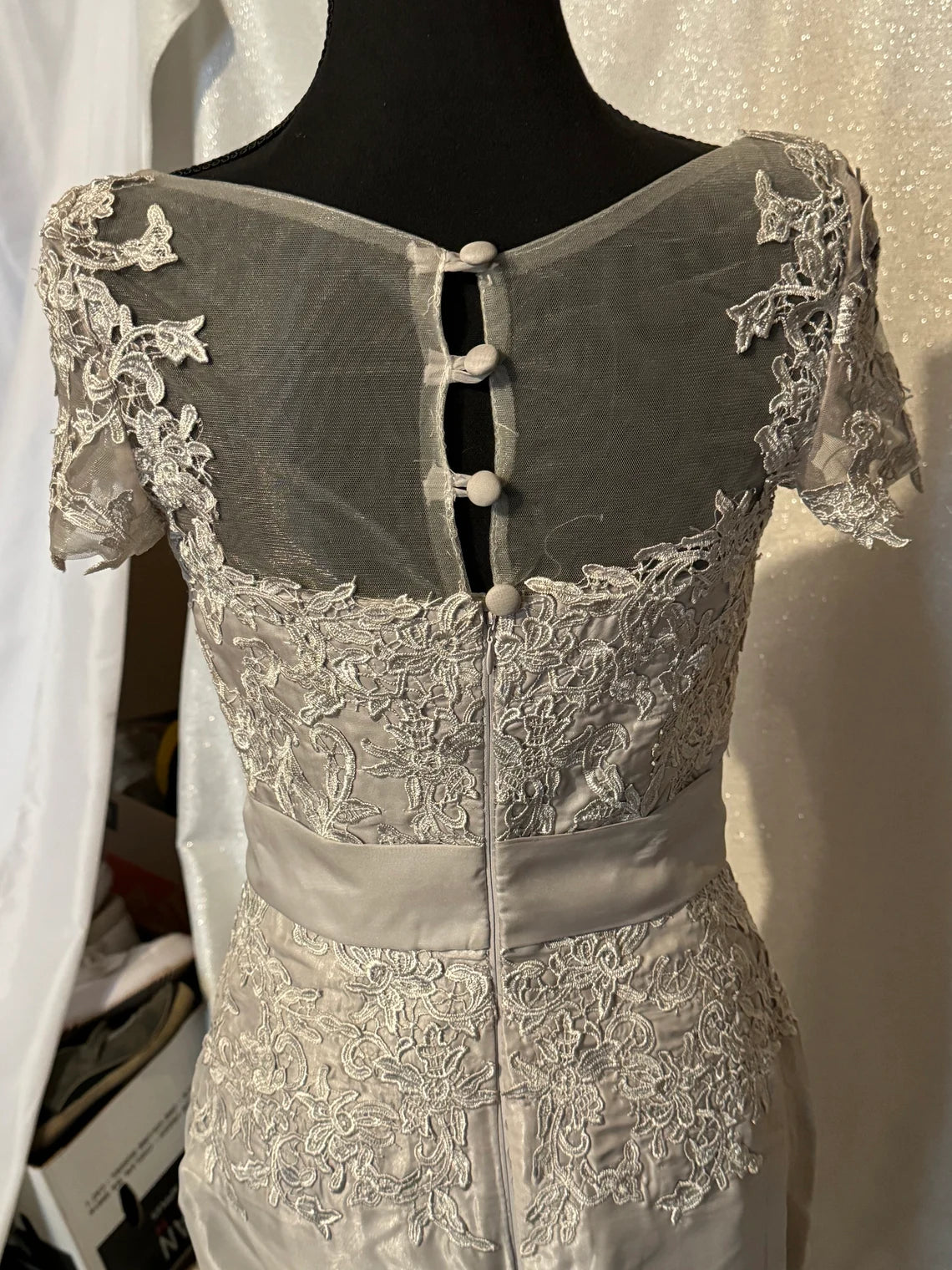 Silver Grey Floral Embroidery Pageant Prom Bridesmaids Gown Dress Mother of the Bride Dresse