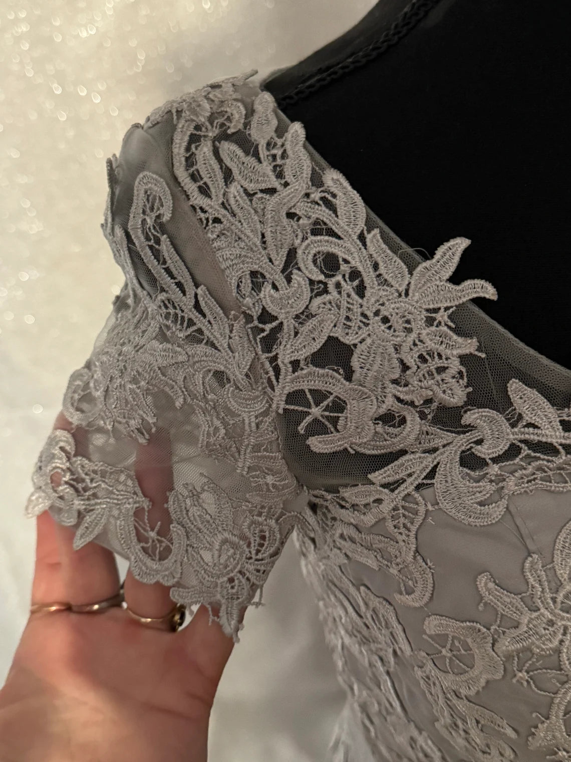 Silver Grey Floral Embroidery Pageant Prom Bridesmaids Gown Dress Mother of the Bride Dresse