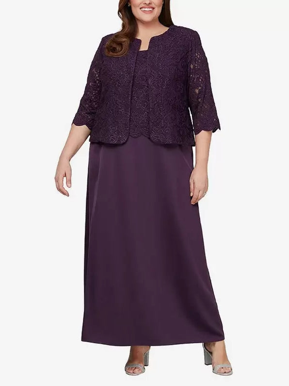 Square Neck Long Sleeves A-Line Lace Mother of the Bride Dresse Wedding Guest Party Dresses