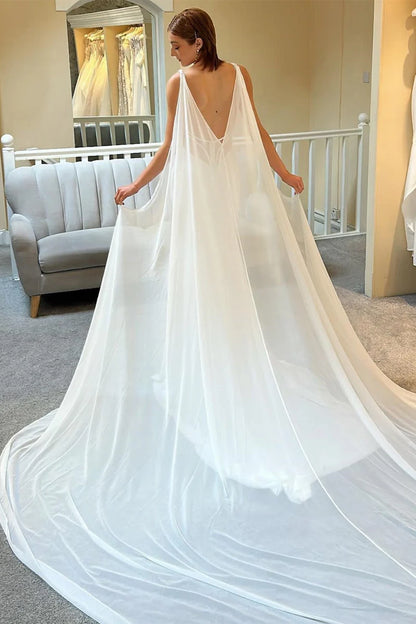 Mermaid Long Wedding Dress with Detachable Cape