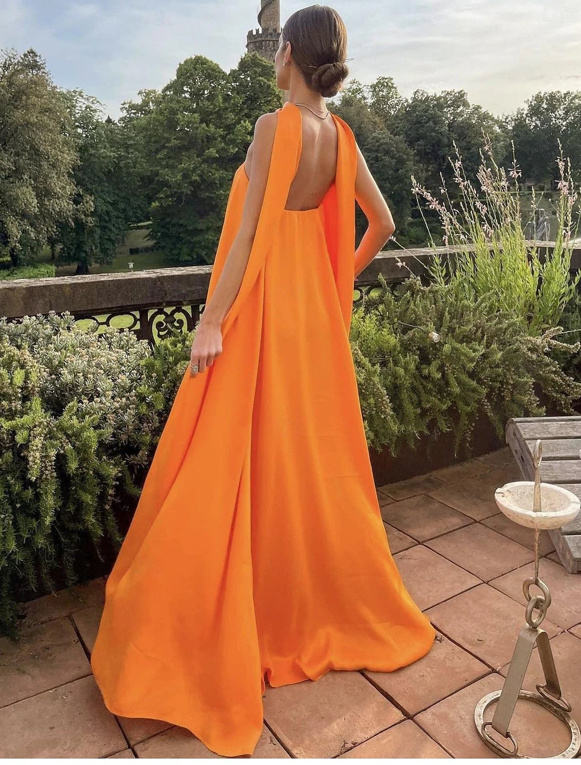 A-Line Wedding Guest Dress Fairy Dress Tie Floor Length Sleeveless Str   Koutun Dress