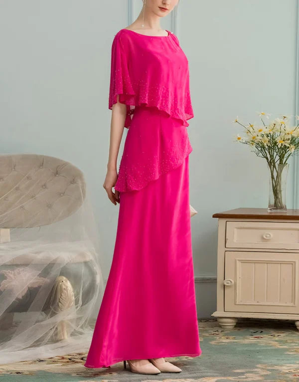 A-line Long Chiffon With Beading Bridesmaid Dress