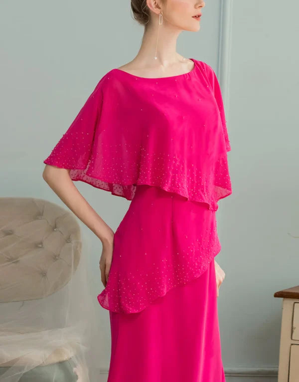 A-line Long Chiffon With Beading Bridesmaid Dress
