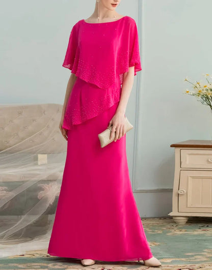 A-line Long Chiffon With Beading Bridesmaid Dress