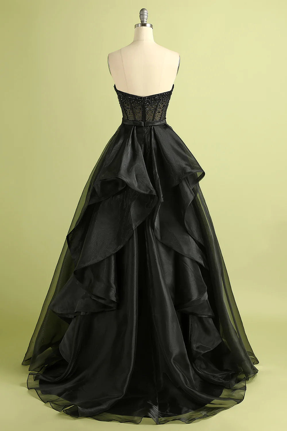 Black Strapless Ball Gown Sleeveless Sparkly Evening Dress