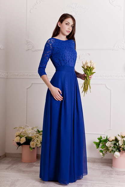 Bridesmaid Dress Long Floral Lace Formal Gown With Sleeves Evening Dress Plus Size Mother of the Bride Dresse