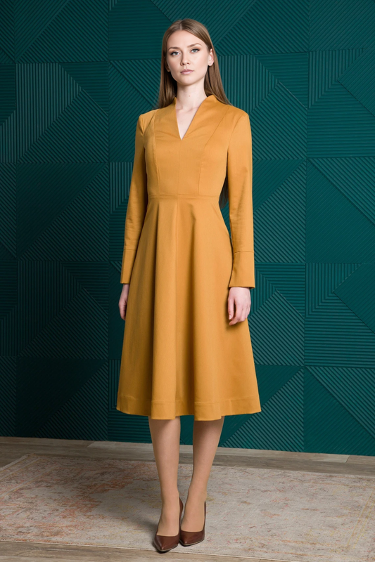 Modest Cocktail Dress With Sleeves Elegant Wedding Guest Dress Formal Work Dress Mother Of The Bride Dress Tea Length