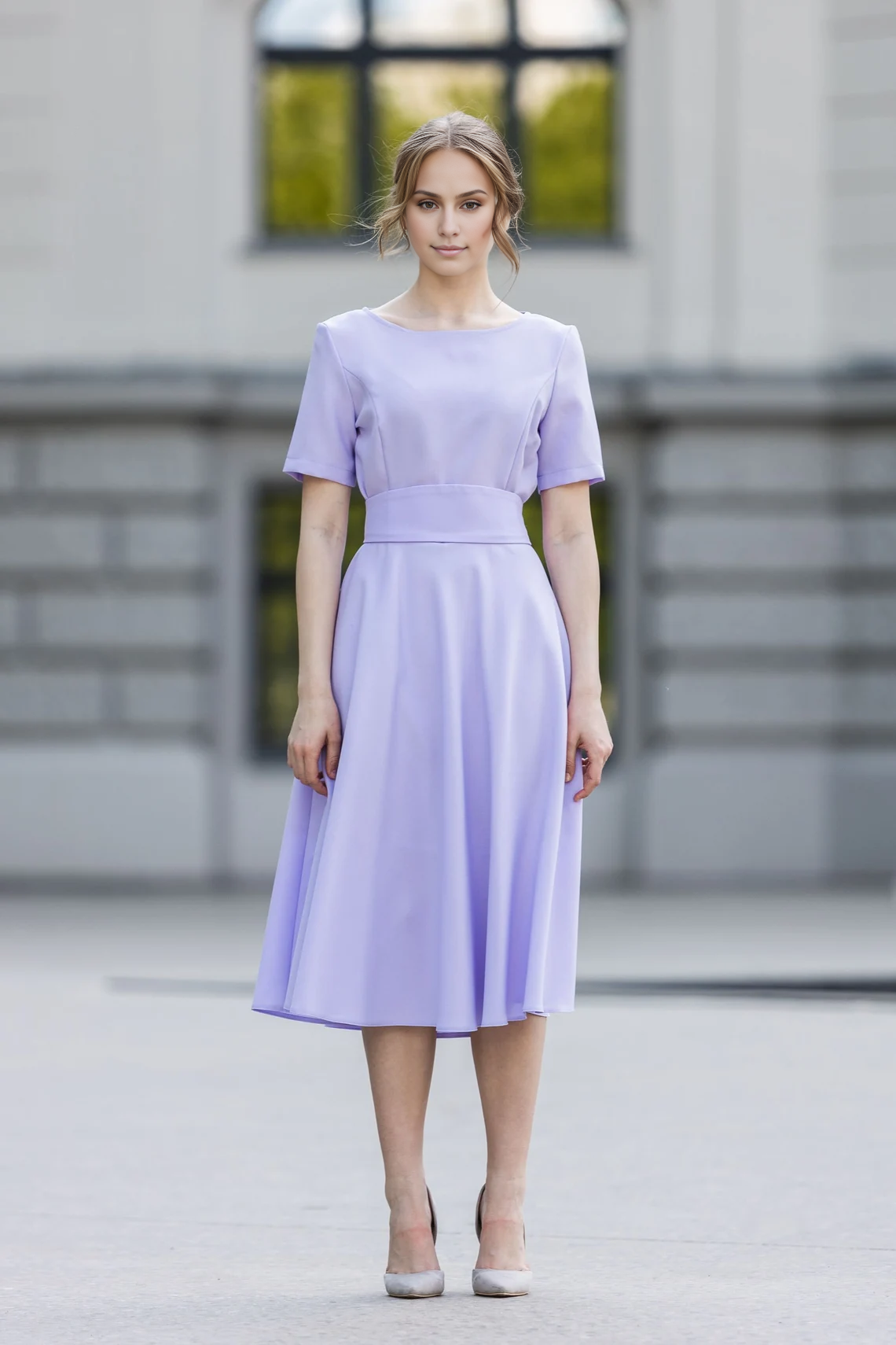 Lilac Fit And Flare Bridesmaid Dress Cocktail Dress Wedding Guest Dress Elegant Minimalist Dress