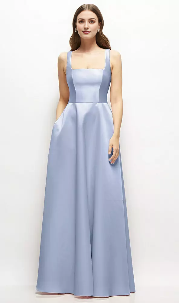 A-Line Princess Square-Neck Satin Maxi Dress Bridesmaid Dresses Weddin Koutun Dress A-Line Princess Square-Neck Satin Maxi Dress Bridesmaid Dresses Weddin Koutun Dress