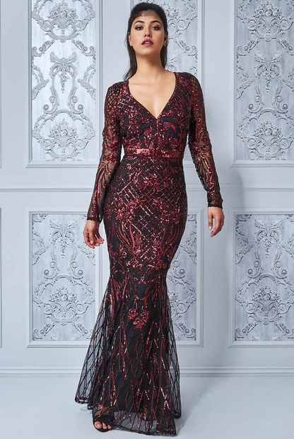 Sequinned Long Sleeve Dress Mermaid Mother of the Bride Dresse Wedding Guest Party Dresses