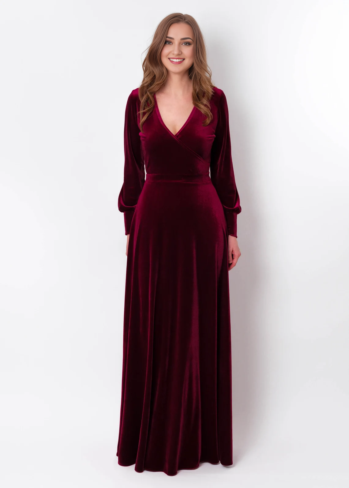 maroon winter bridesmaid dresses Aureia Elegant,Formal,Evening,Burgundy,Winter Chestnut Elastic Fabric Shawl Bridesmaid Dress With Draped Pleated Decor,Fishtail Hem,Small Train,Wedding Guest