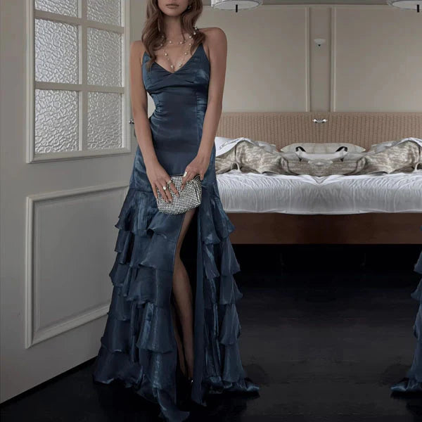 Chic Sheath V-neck Sleeveless Lace Up Floor-Length Evening Dress