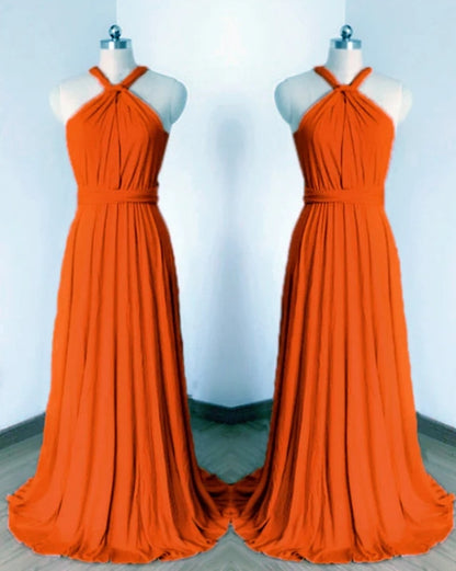 Halter Cross Back Bridesmaid Dresses Boho A-Line Prom Dresses Wedding Guest Party Dresses