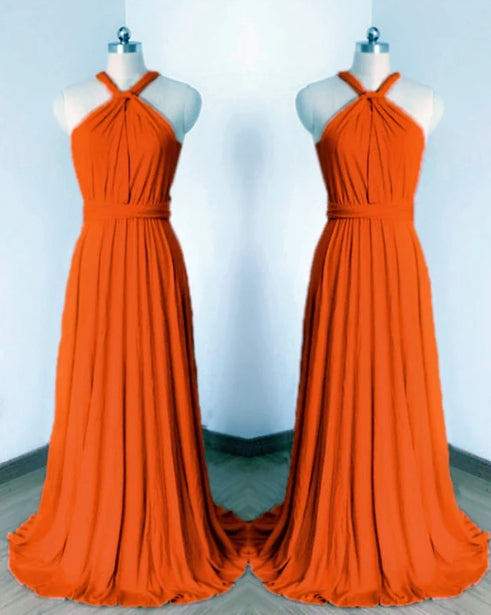 Halter Cross Back Bridesmaid Dresses Boho A-Line Prom Dresses Wedding Guest Party Dresses