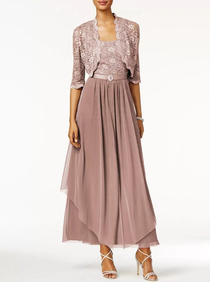 Mother Of The Bride Dress Two Piece A Line Lace Ankle Length Wedding Guest Dresses