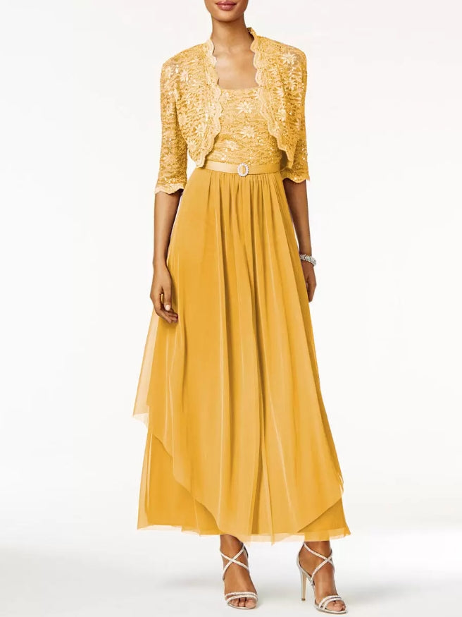 Mother Of The Bride Dress Two Piece A Line Lace Ankle Length Wedding Guest Dresses