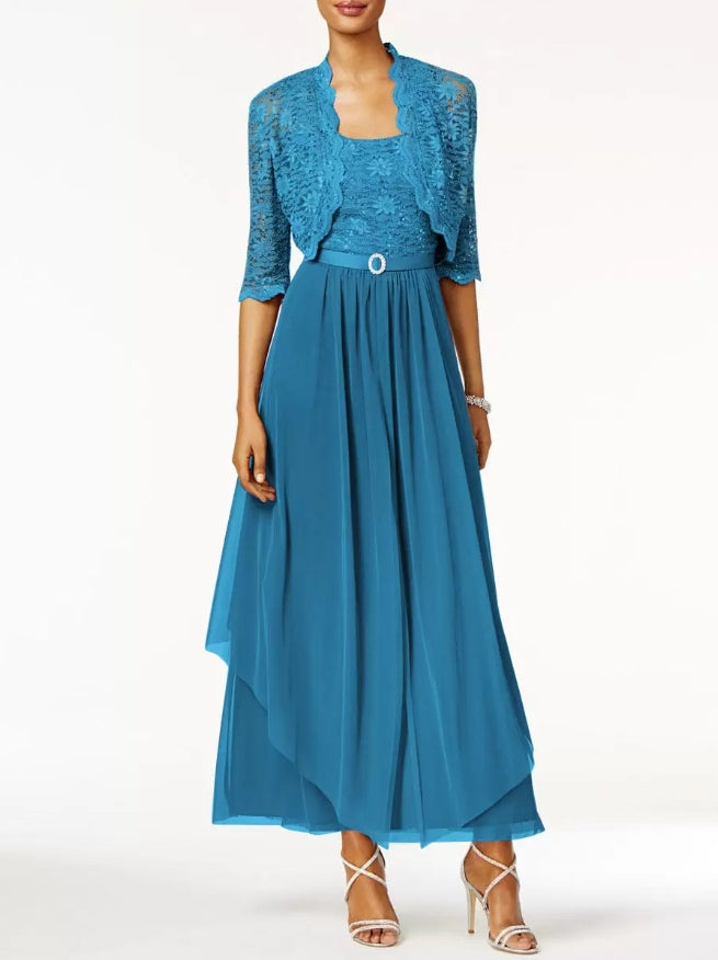 Mother Of The Bride Dress Two Piece A Line Lace Ankle Length Wedding Guest Dresses