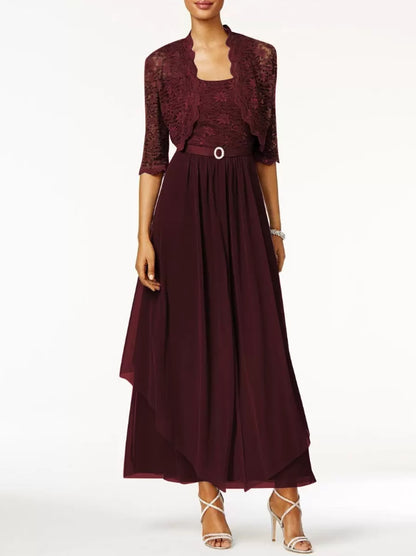 Mother Of The Bride Dress Two Piece A Line Lace Ankle Length Wedding Guest Dresses