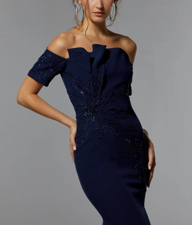 Mermaid Off Shoulder Floor-length Wedding Guest Dresses Sequins Beaded Mother of the Bride Dress With Slit