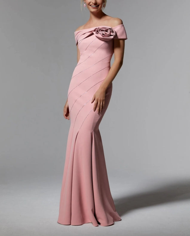 Mermaid Off Shoulder Floor-length Wedding Guest Dresses Mother of the Bride Dress