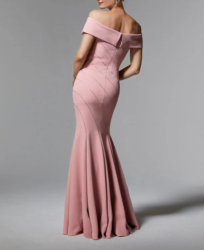 Mermaid Off Shoulder Floor-length Wedding Guest Dresses Mother of the Bride Dress
