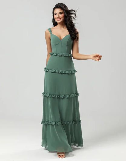 Bridesmaid Dress A Line Off the Shoulder Eucalyptus Long