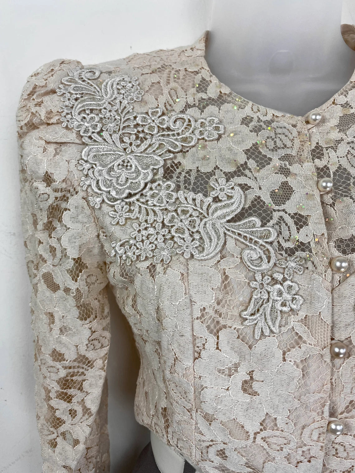 Vintage Pale Pink Lace Blouse And Skirt Petite Small Lace Skirt Suit Wedding Outfit Mother of the Bride Dresse Lace Suit