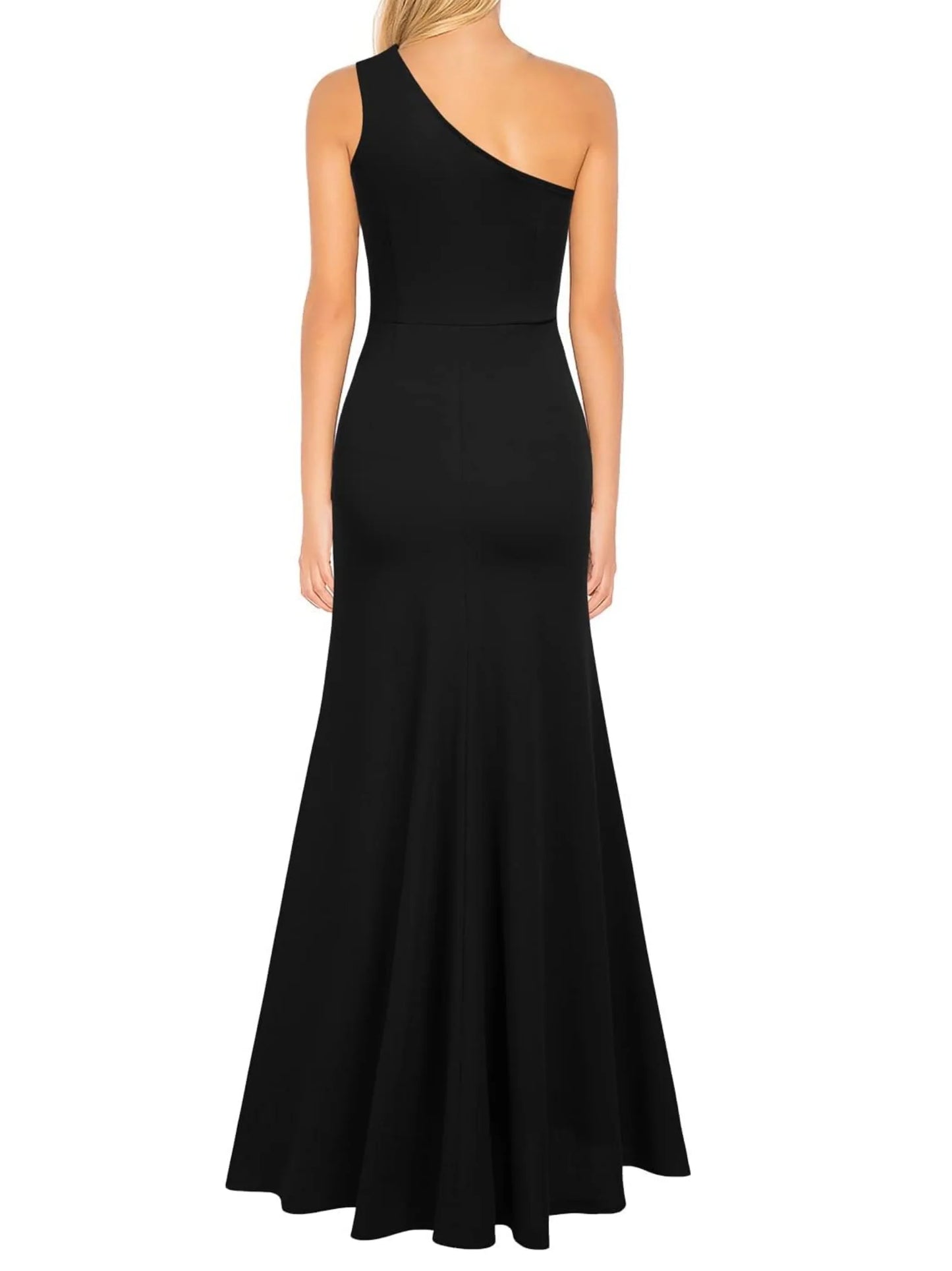 Black Mermaid/Trumpet One Shoulder Sleeveless Floor-Length Bridesmaid Dresses