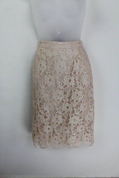 Vintage Pale Pink Lace Blouse And Skirt Petite Small Lace Skirt Suit Wedding Outfit Mother of the Bride Dresse Lace Suit