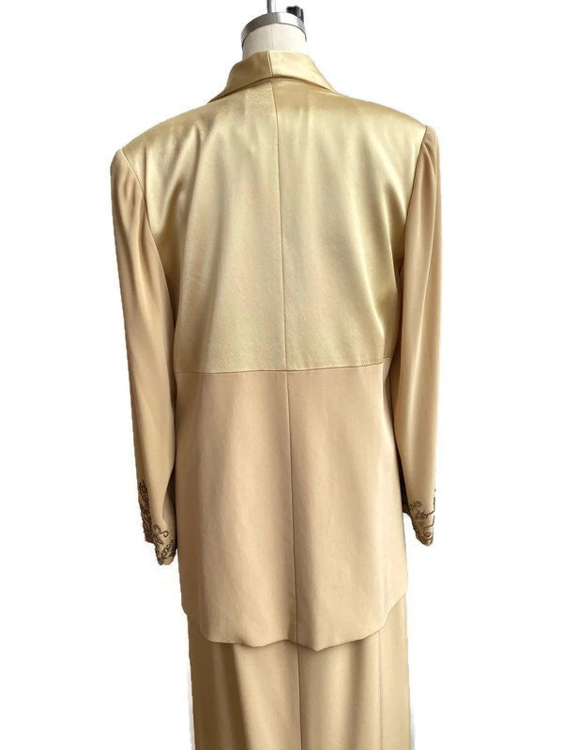 Formalwear Dress Suit Light Gold Black Tie Beaded Dress With Over Jacket Two Piece Mother of the Bride Dresse