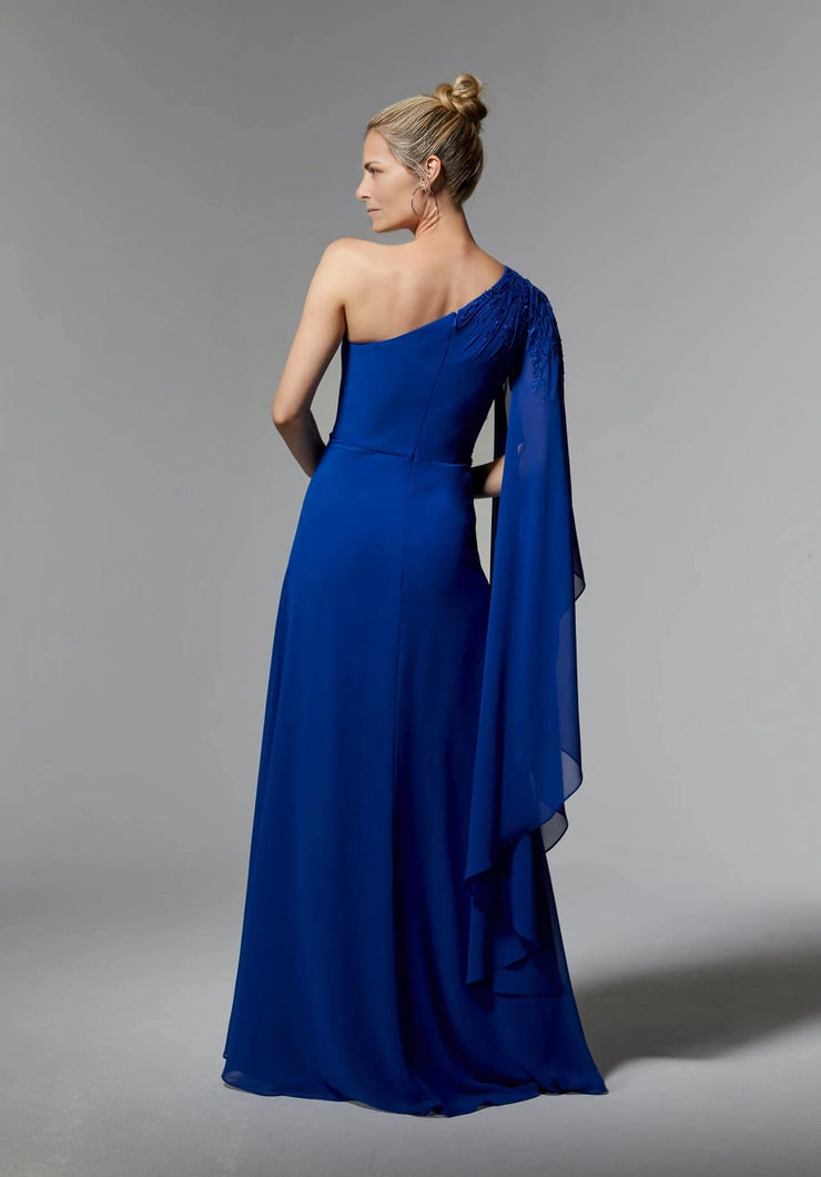 One-shoulder Wedding Guest Dress Chiffon Appliques Mother of the Bride Dresse With Slit