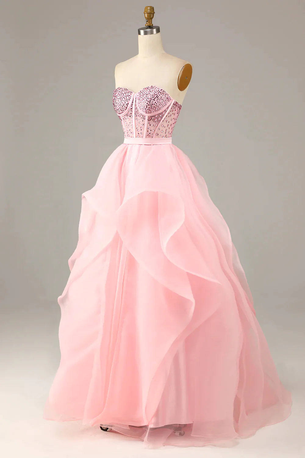 Black Strapless Ball Gown Sleeveless Sparkly Evening Dress