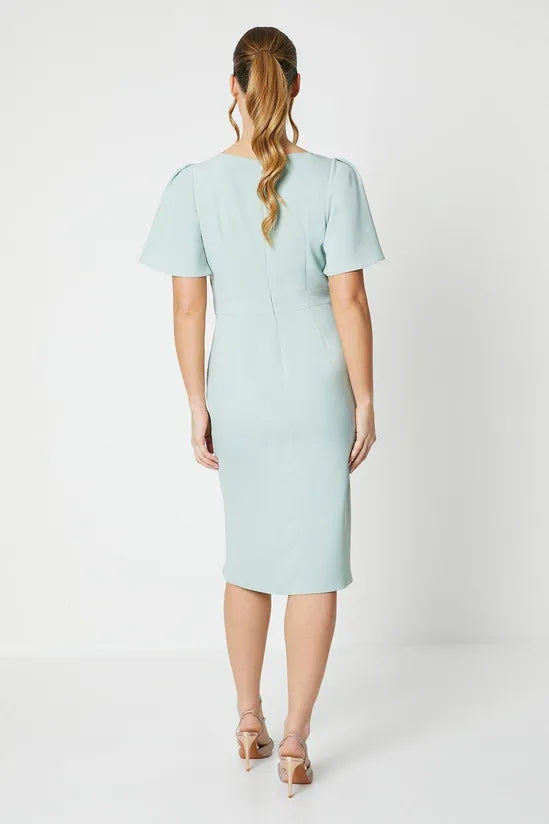 Crepe Twist Diamante Midi Dress Chiffon Mother of the Bride Dresse Wedding Guest Dresses Cocktail Dresses