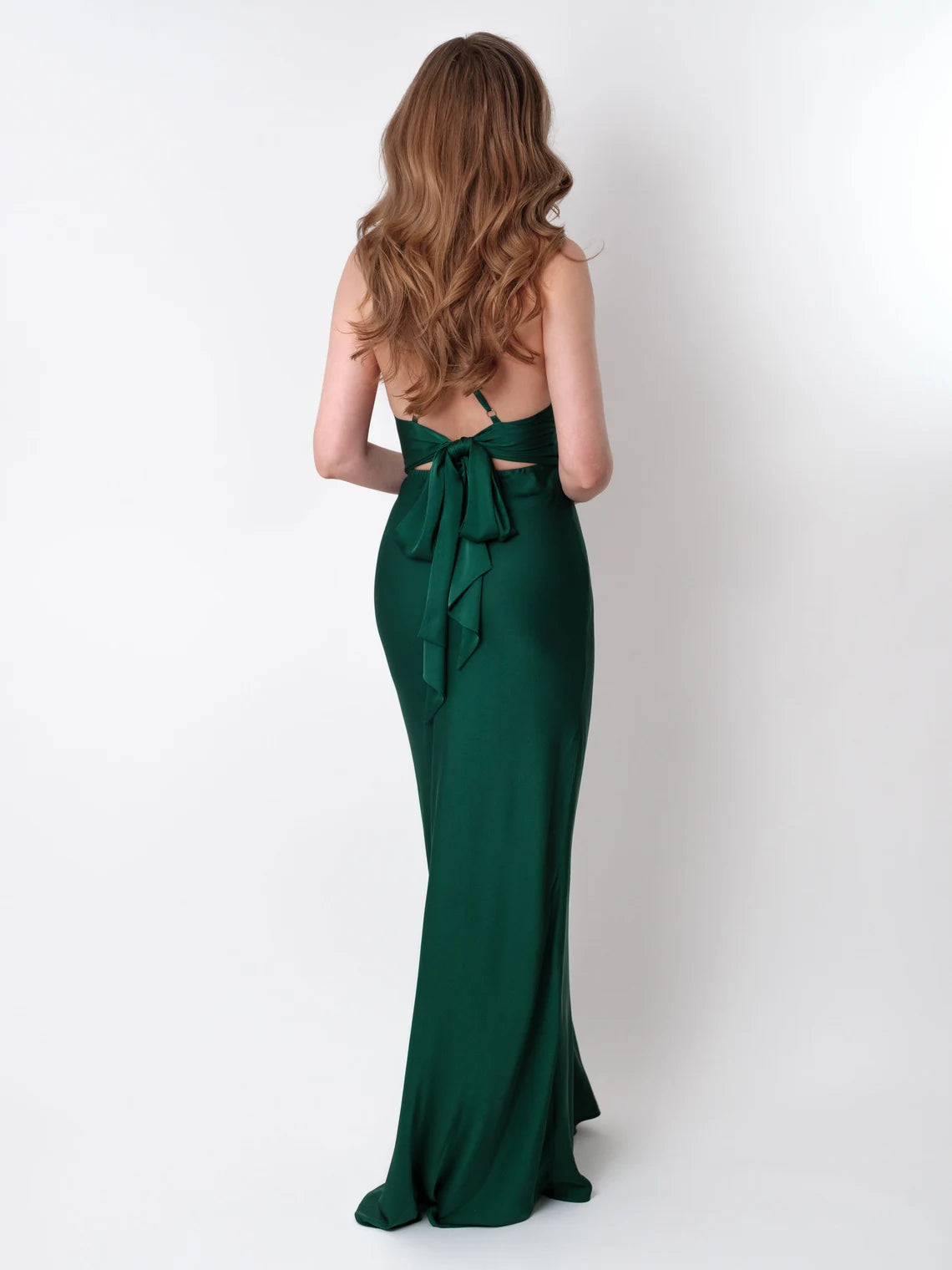 Dark Green Silk Slip Spaghetti Strap Bridesmaid Dress Wedding Guest Dress Evening Dress