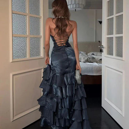 Chic Sheath V-neck Sleeveless Lace Up Floor-Length Evening Dress