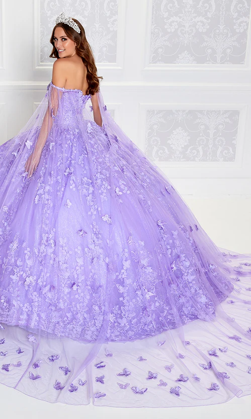 Glow-in-the-Dark Princesa Quinceañera Dress Princess Dress With cloak Floor Length with Appliques