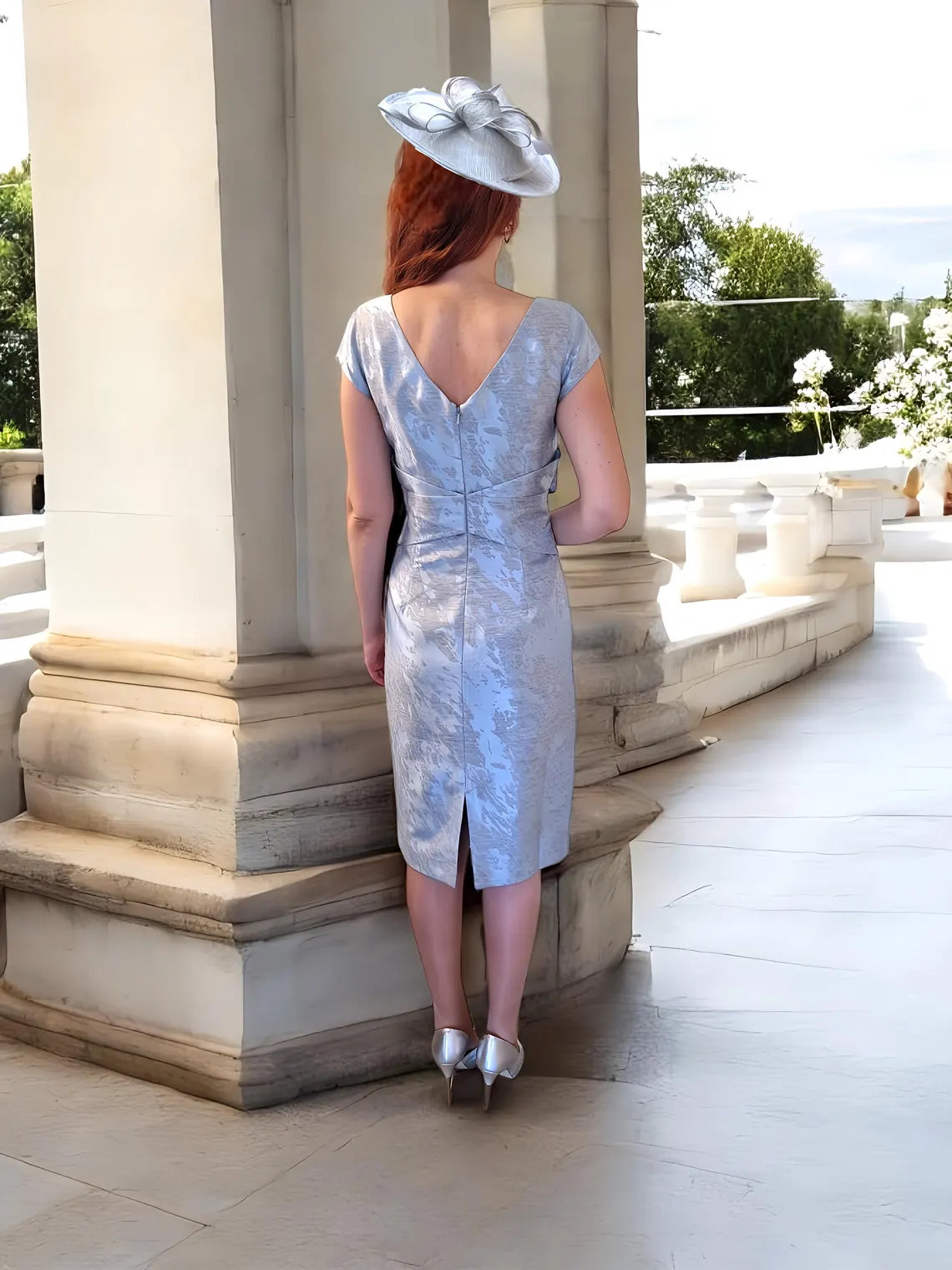 Two Piece Jacket Sky Blue Sheath Mother of the Bride Dresse