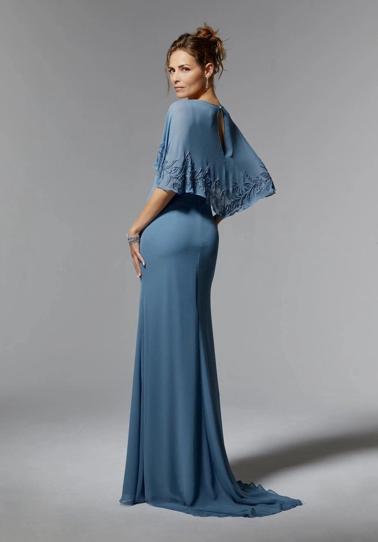Two Piece Sheath Spaghetti Strap Ruffle Long Wedding Guest Dress Chiffon Mother of the Bride Dresse