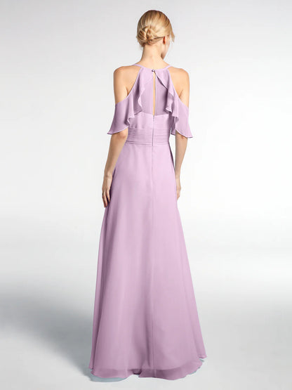 Spaghetti Strap Empire Ruffle Trimmed Sleeves Dress Wisteria Bridesmaid Dresses