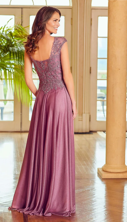 Glitter A-Line Satin Long Mother of the Bride Dresse