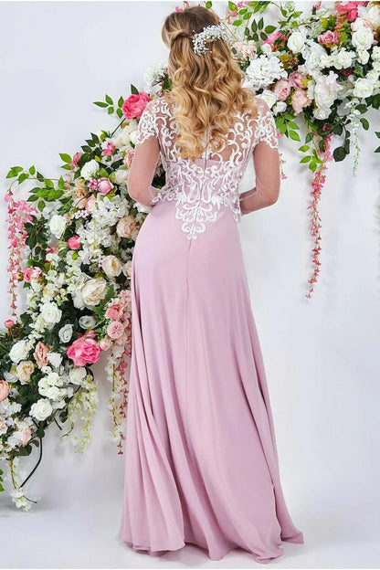 A-Line Embroidered Dress Blushing Pink Mother of the Bride Dresse Wedding Guest Party Dresses