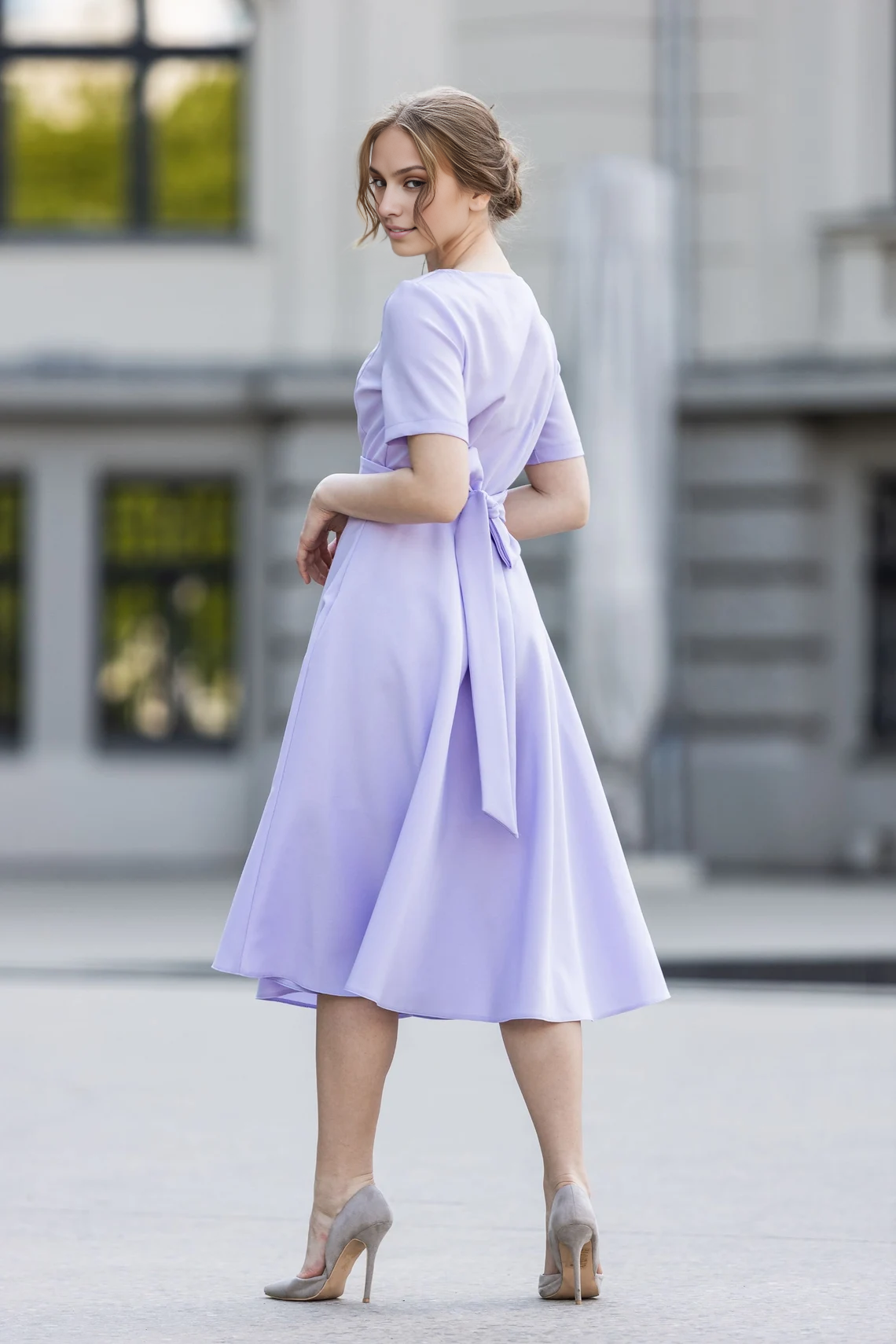 Lilac Fit And Flare Bridesmaid Dress Cocktail Dress Wedding Guest Dress Elegant Minimalist Dress