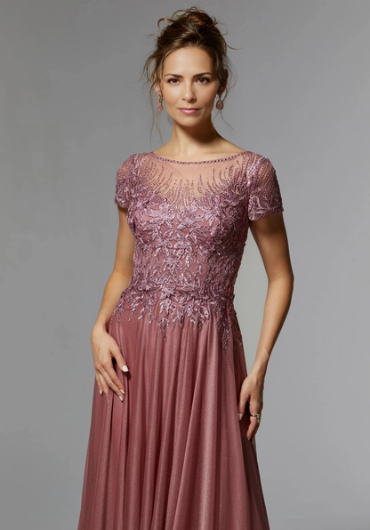 A-Line Wedding Guest Dress Glitter Appliques Floor-length Mother of the Bride Dresse