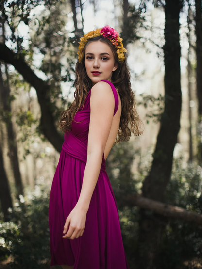 Cute A-Line Mini Dress Short Dress Convertible Wrap Bridesmaid Dress Wedding Guest Dress