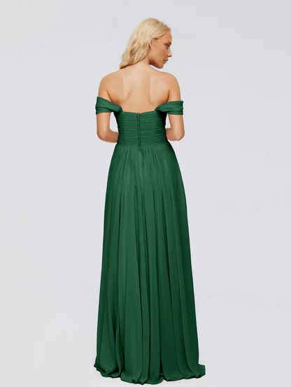 Off-The-Shoulder Chiffon Floor-length Bridesmaid Dresses