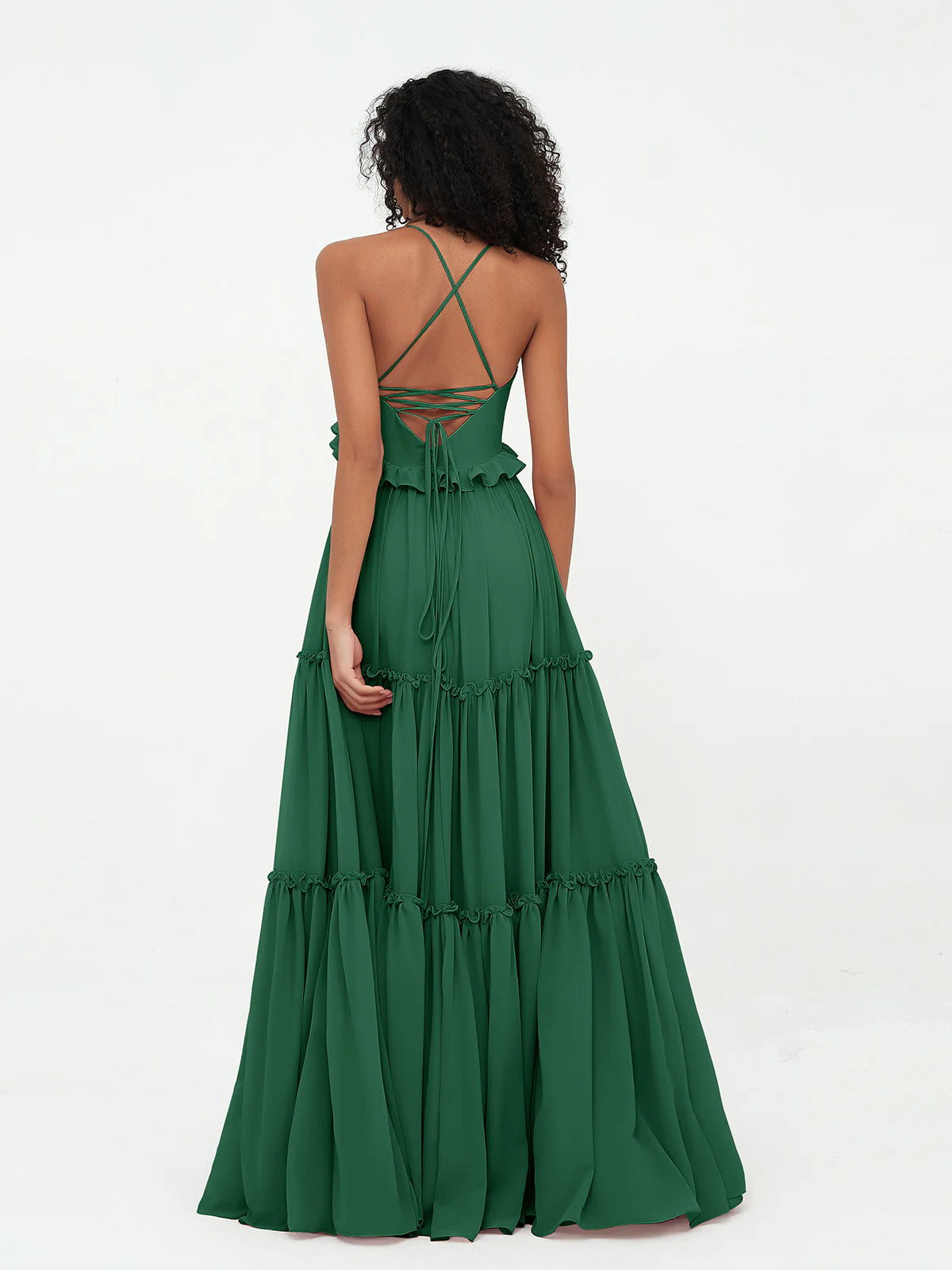 Empire Chiffon Tiered Skirt Max Bohemian Floor-length Bridesmaid Dress